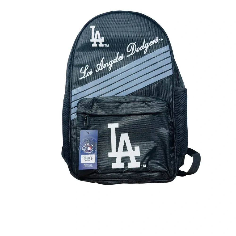 Los Angeles Dodgers LA Backpack Black Gray Mesh Pockets Officially Licensed
